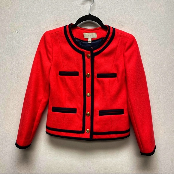 J. Crew Red and Black Women's Jacket Size 2 - Picture 1 of 6